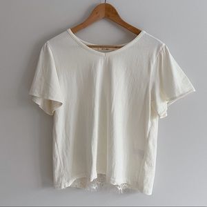 Cream Top with Back Slit and Lace Layer Detail Sz S/M